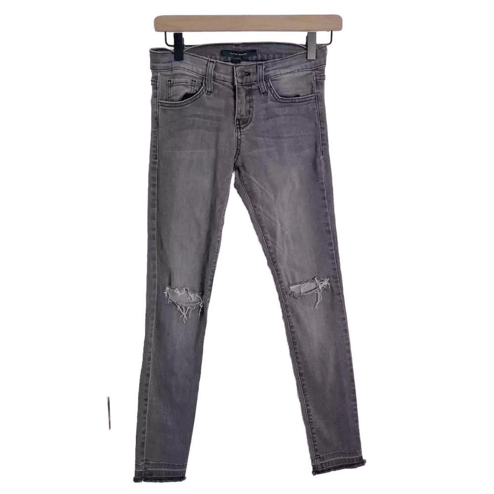 Flying Monkey Jeans Gray Ankle Skinny Jeans Raw Hem Size 25 Slit Knees L8318